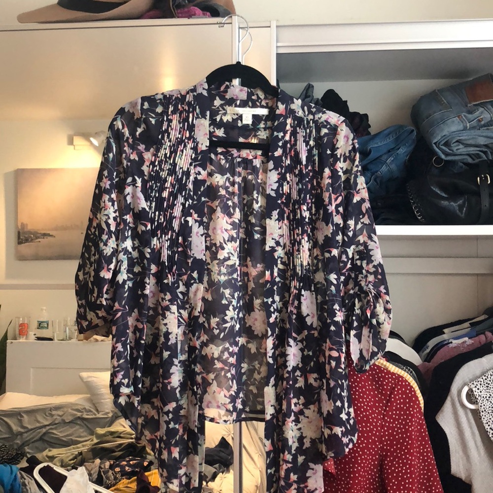 Open floral blouse